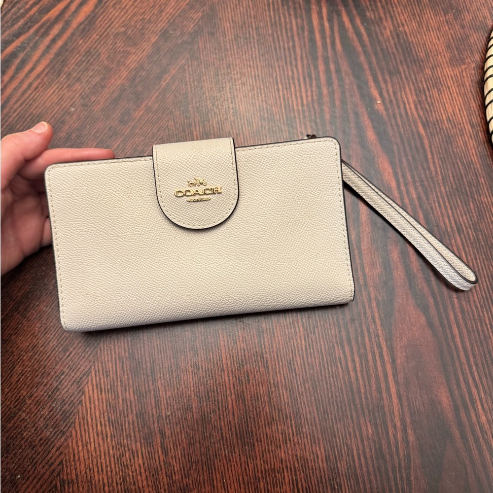 Coach Beige Wristlet Clutch